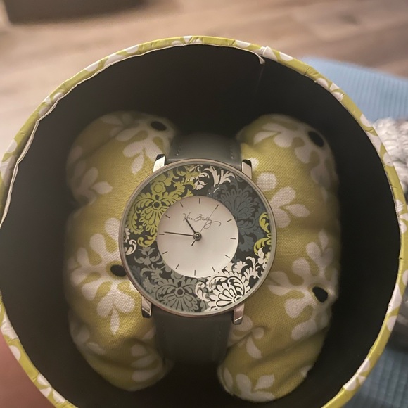 Vera Bradley Black and Gray “Baroque” Watch with matching pouch/wristlet